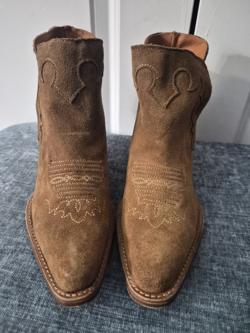 Women's Brown Suede Western Ankle Boots